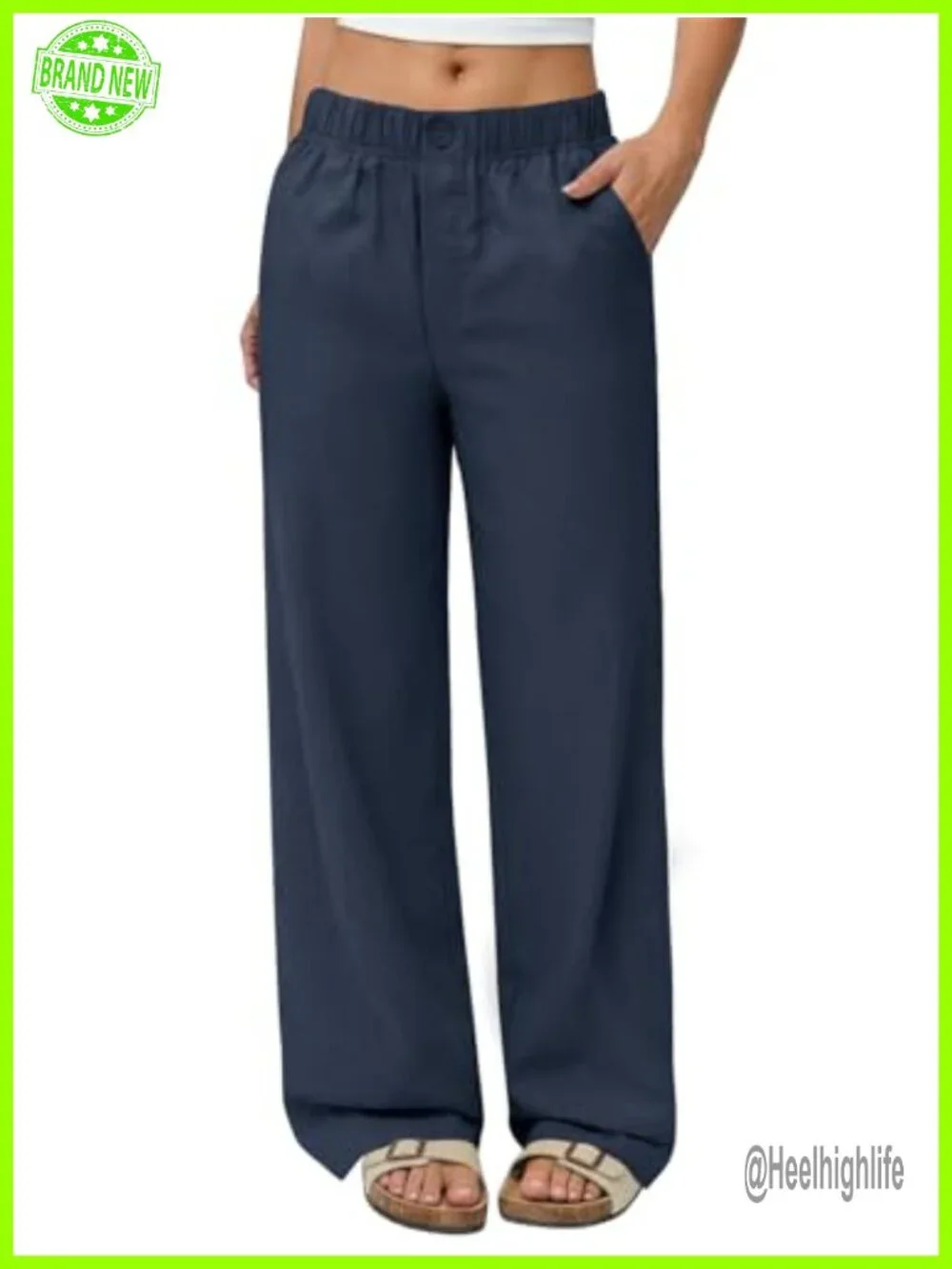 Wide Leg Linen Palazzo Pants with Pockets